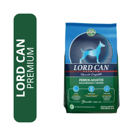 Alimento Lordcan Premium Perros Adultos Medianos y Grandes x 20kg Sabor Carne
